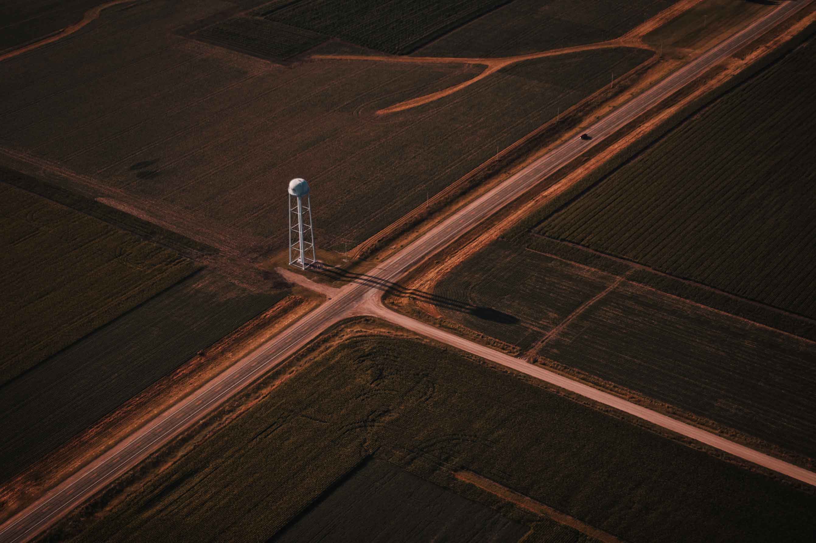 intersection with water tower